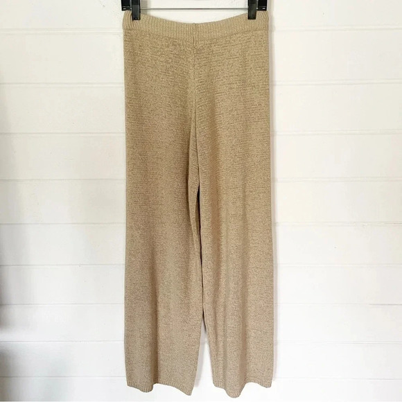 Beige Botany Women’s Knit Camel Baggy Relaxed Wide Leg Drawstring Pants Size S-M - Picture 4 of 7